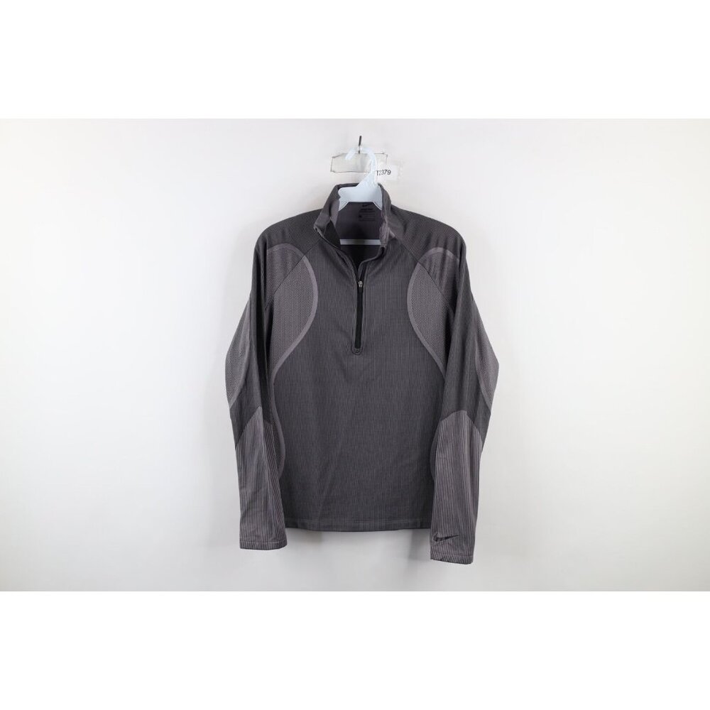 Nike Pro Womens M Hyperwarm Striped Knit Half Zip Pullover Sweater Compression